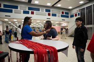 Temple HS seniors receive their CCMR cords to wear at graduation