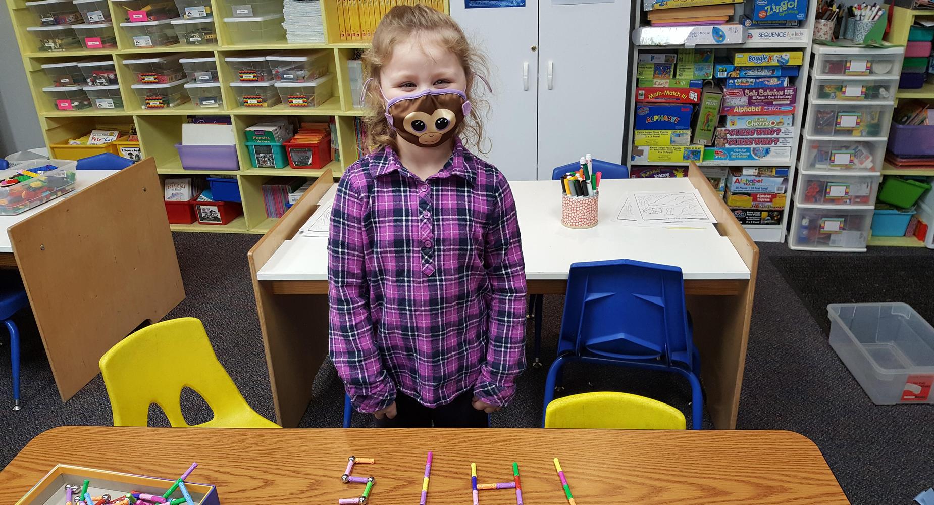 Student practicing sight words