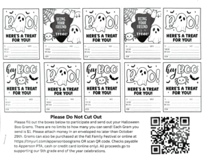 Please buy your boo grams by October 30th.