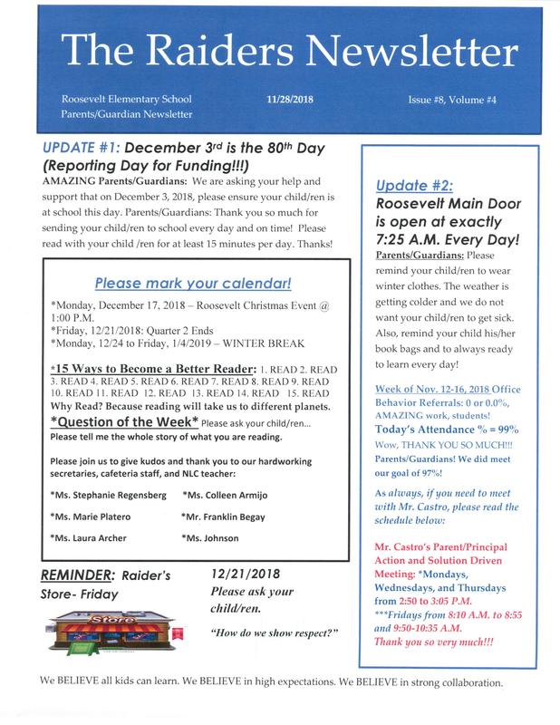 Roosevelt Raider Newletter Featured Photo
