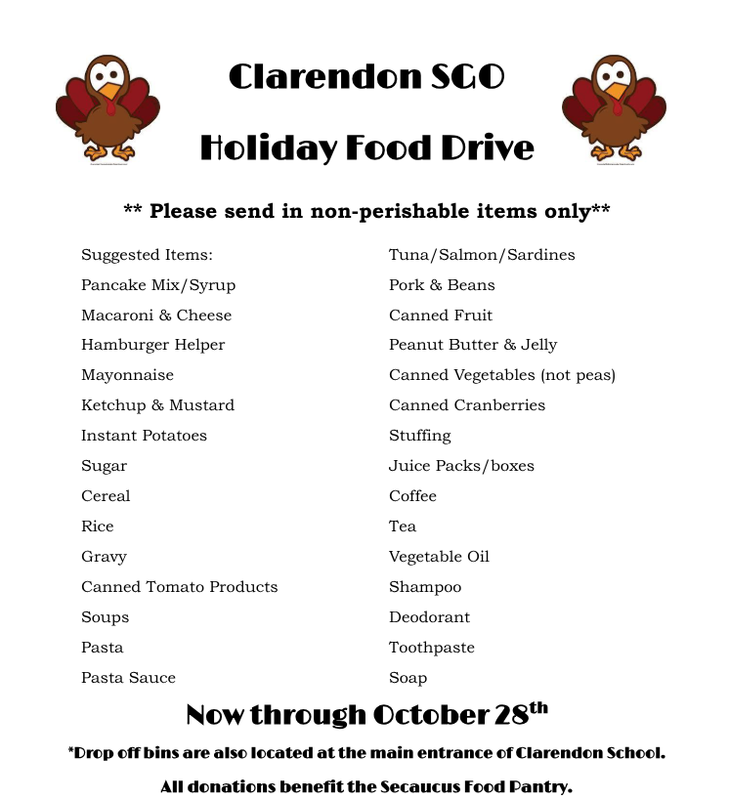 Clarendon SGO Holiday Food Drive
