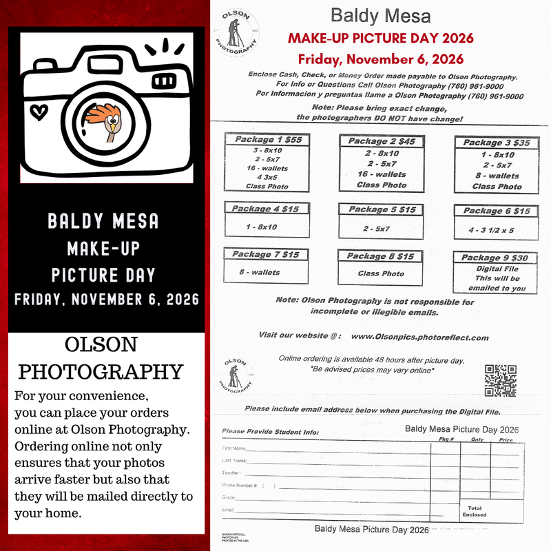 Make-Up Picture Day on Friday, November 6, 2026