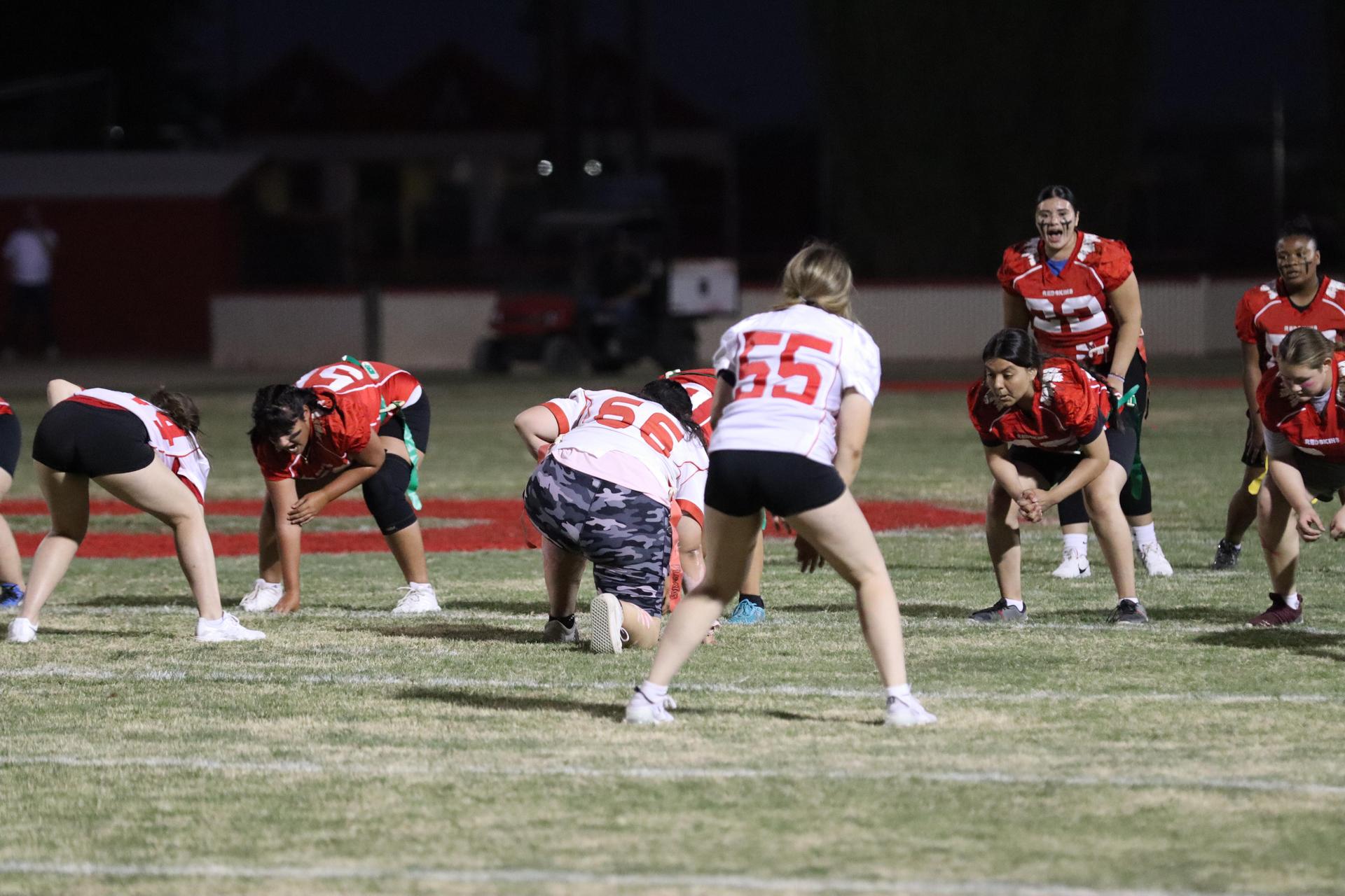 girls playing flag football