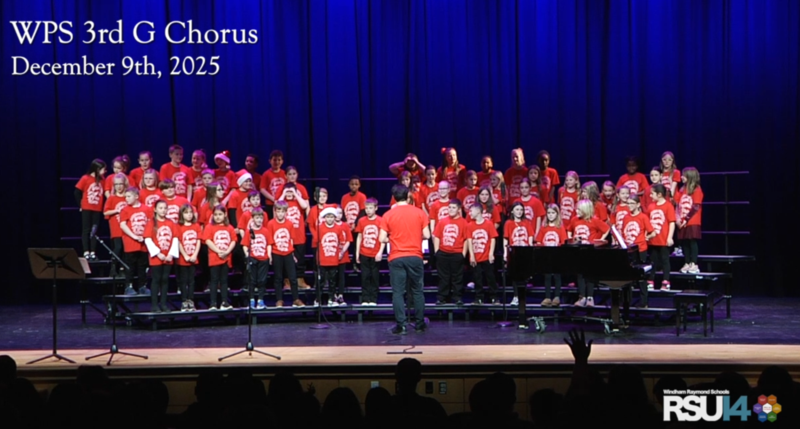 The Windham Primary School 3rd Grade chorus performs on 12/9/2025