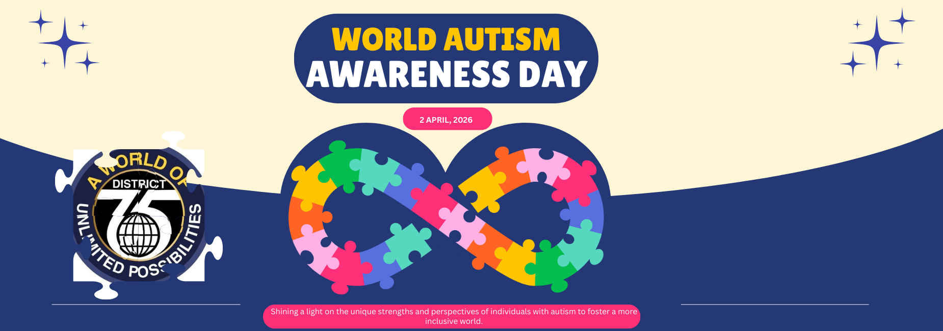 Colorful puzzle pieces shape an infinity symbol for World Autism Awareness Day.
