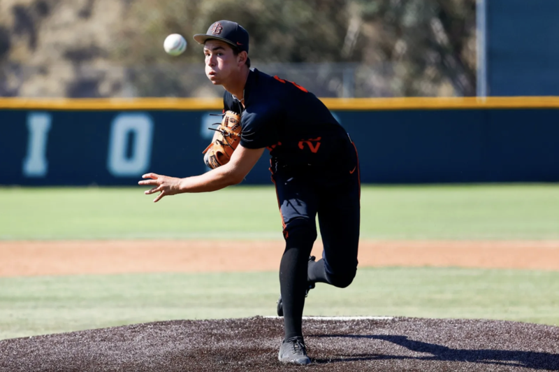 Jared Grindlinger pitching on the mound