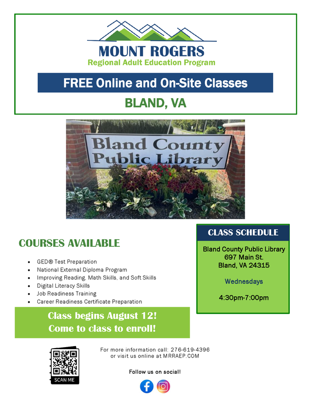 Mt. Rogers Adult Education Program Flyer