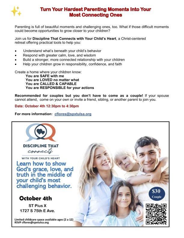 Connected Families Retreat here at St. Pius X on October 2, 3, and 4 Thumbnail Image