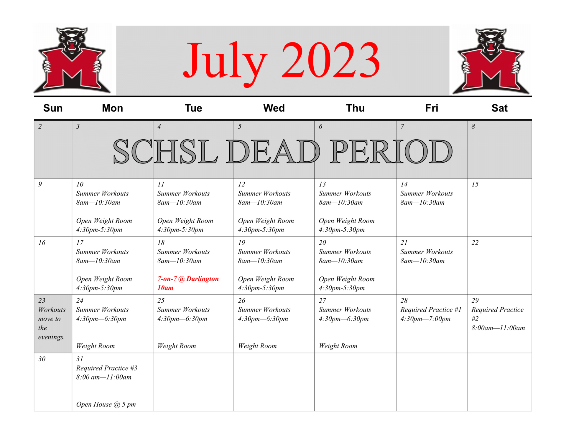 Schedule Football Varsity McBee High School