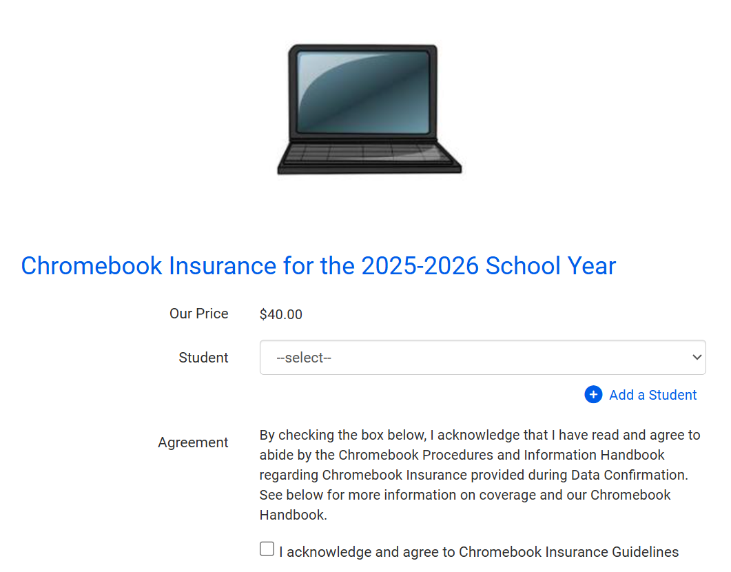 Chromebook Insurance Item from MSB Store