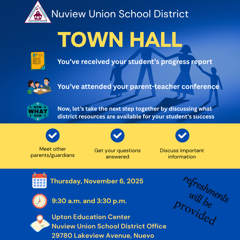 Town Hall flyer; full details provided in the text below.