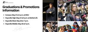 graphic with the 8th grade promotions and high schools graduation dates