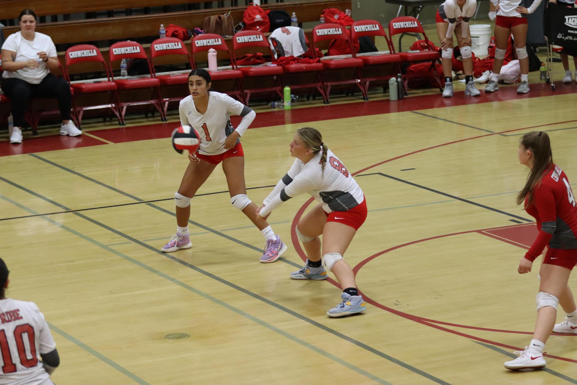 junior varsity girls playing volleyball against Liberty