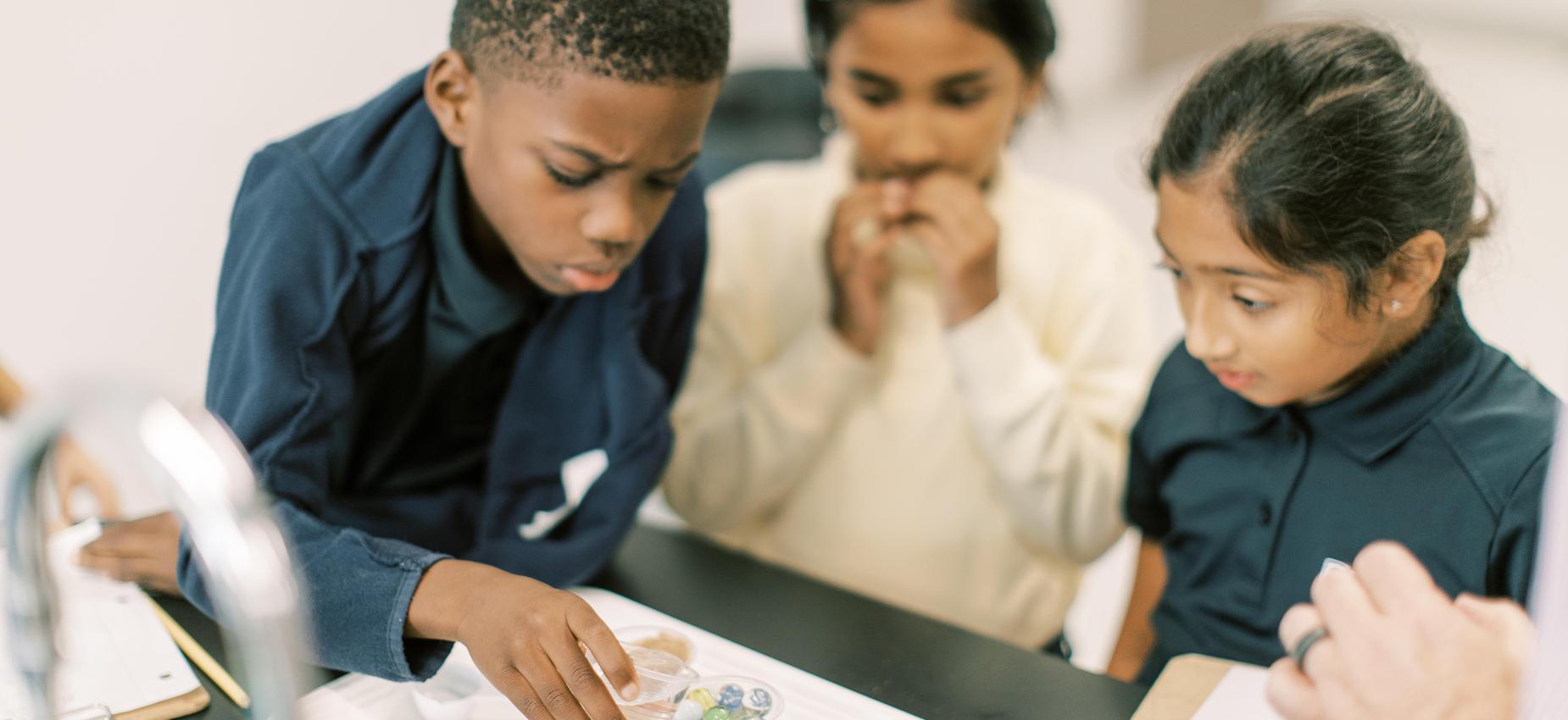 Students working on science project