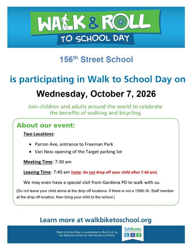 Walk and Roll to School Day on Wednesday, October 7, 2026