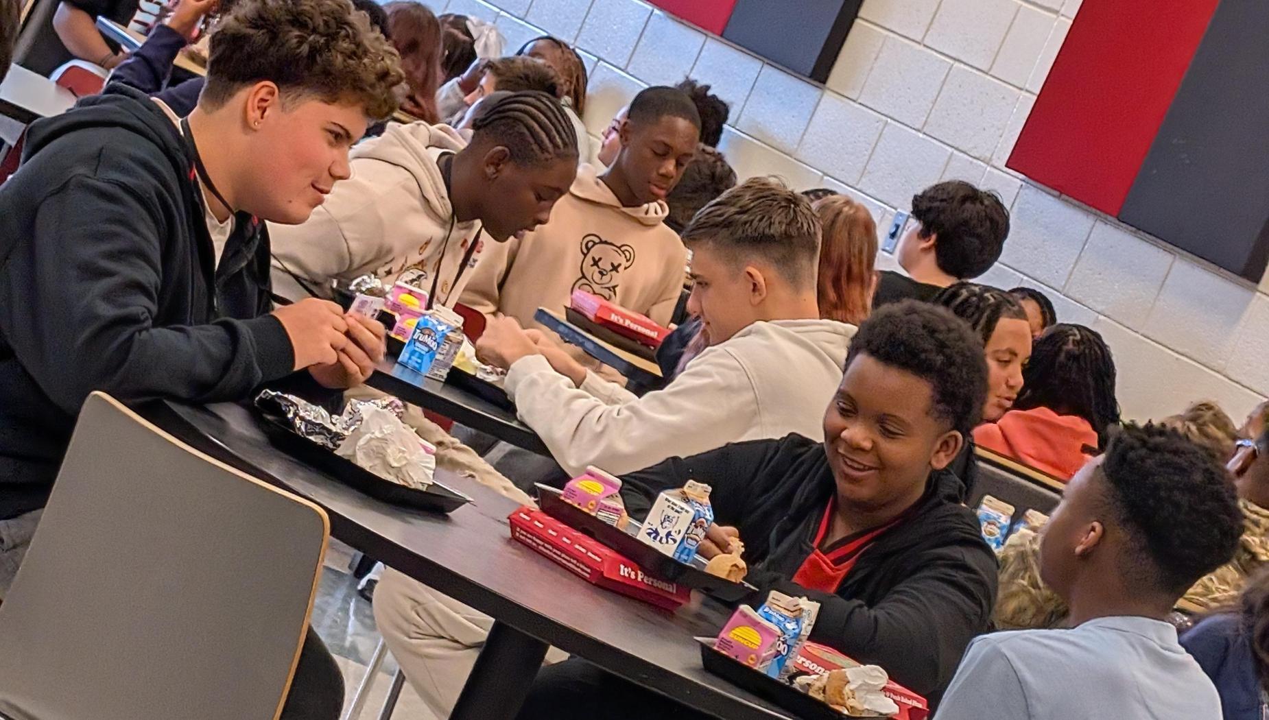 boys eating lunch