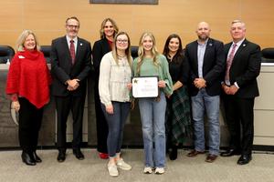 CHS Ag Comms team with Board of Trustees