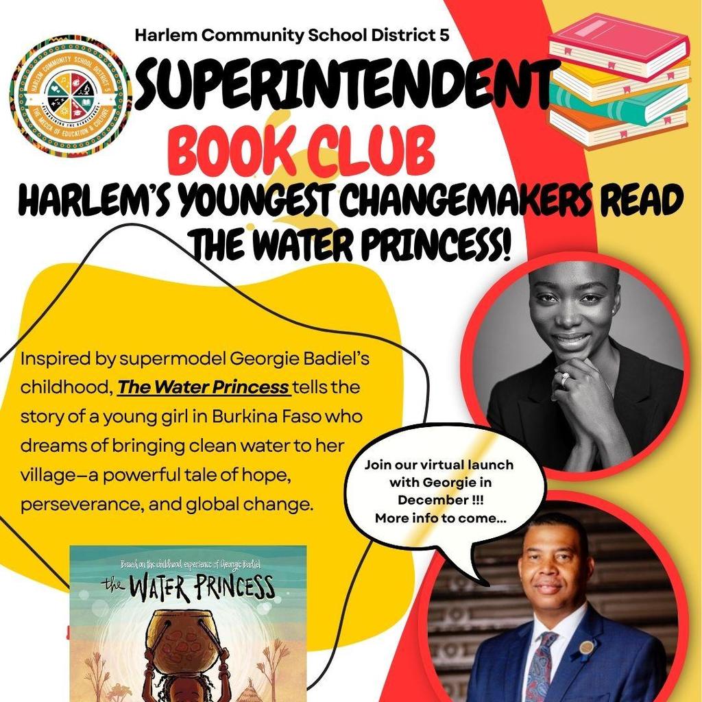 Informational flier about the superintendent's student book club.