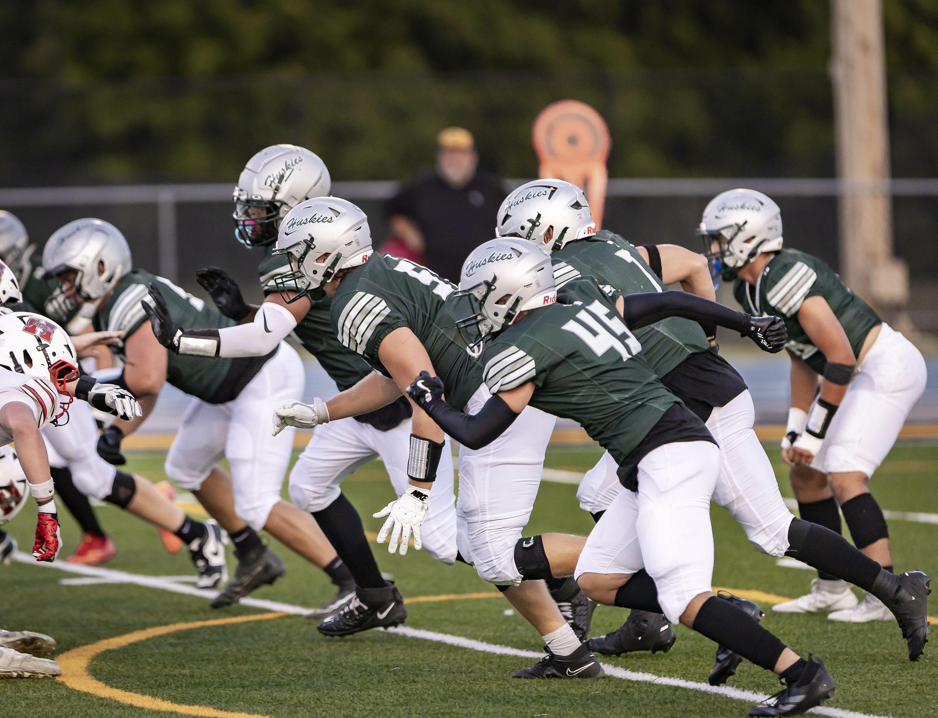 Football team getting ready for a play