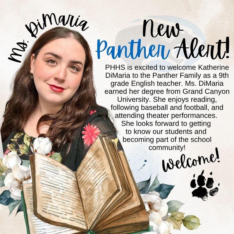 graphic with photo of new teacher and info about her