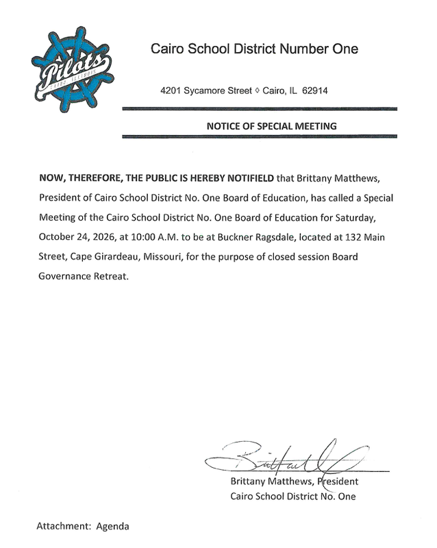 Special Board Meeting - Saturday, October 24th @10AM Thumbnail Image
