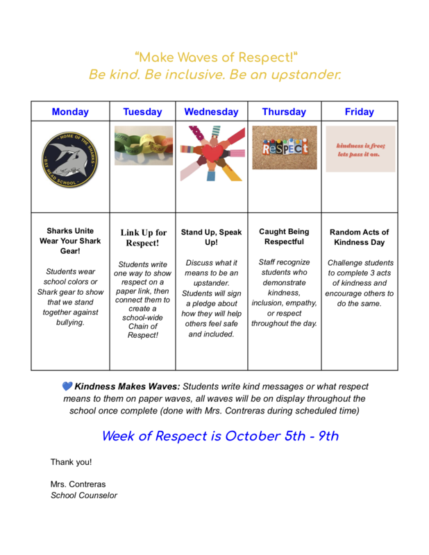 Week of Respect Schedule