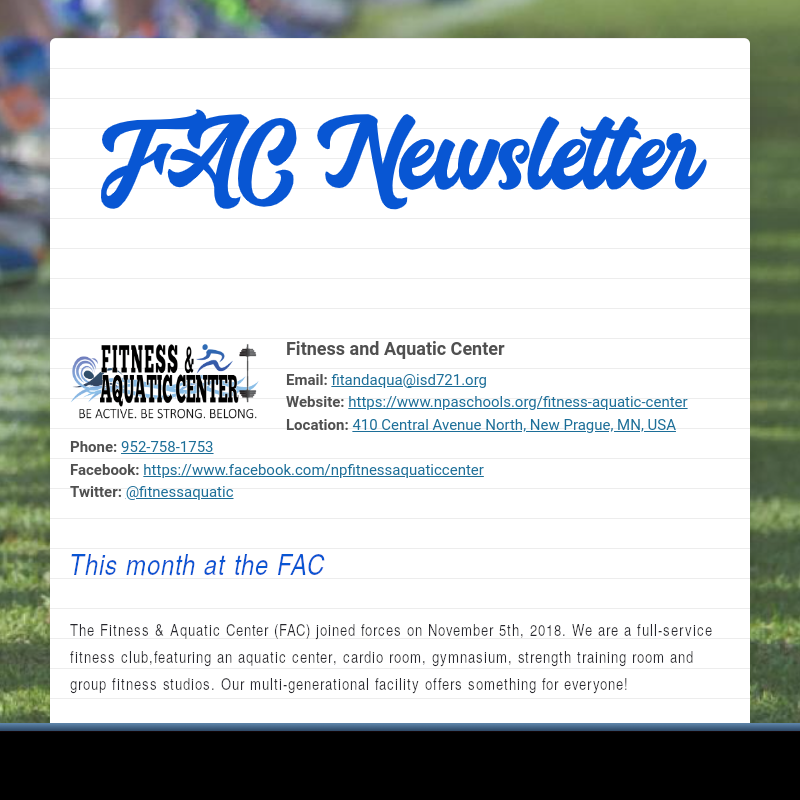 This Month at the FAC