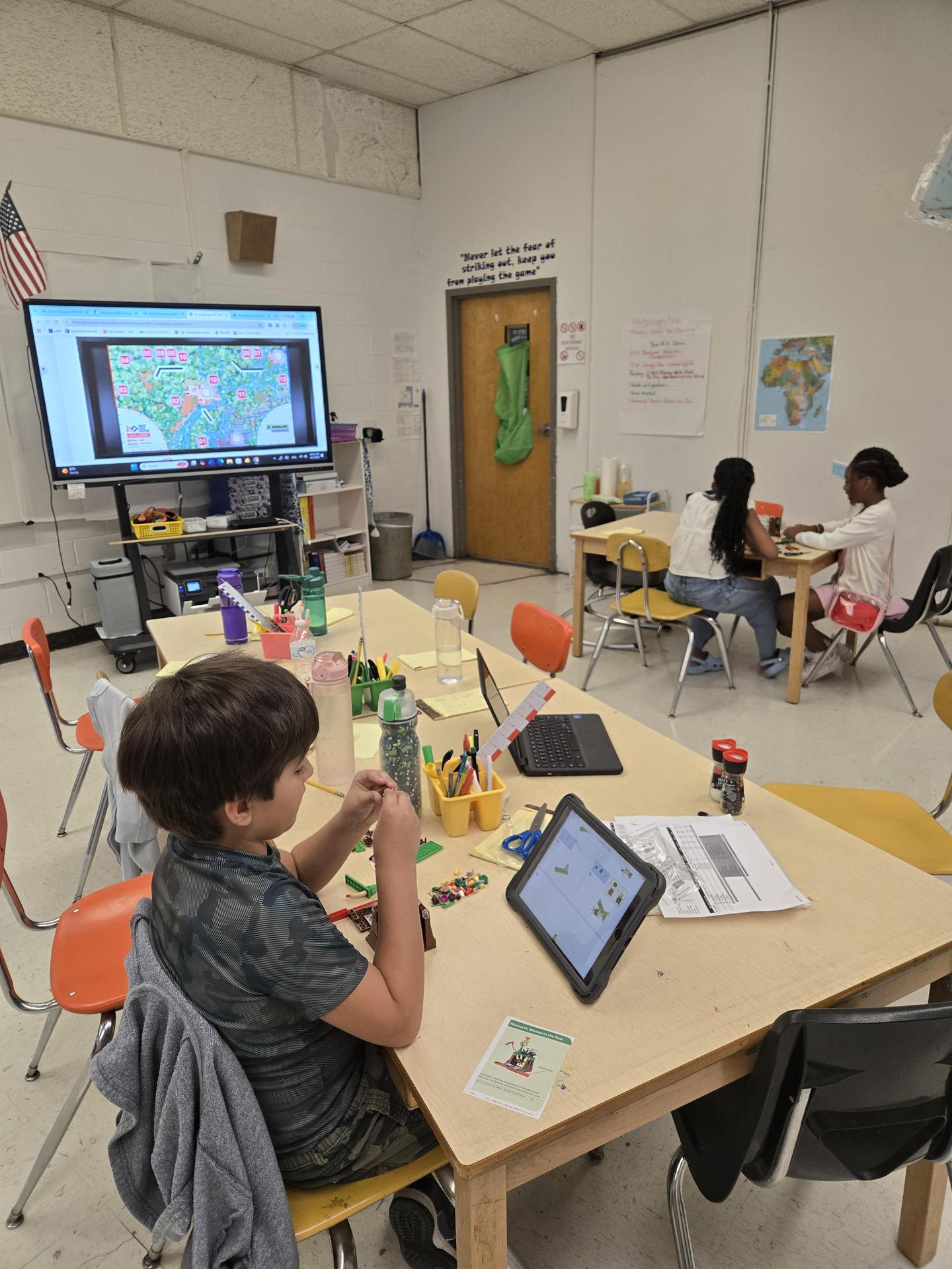 students working on robotics
