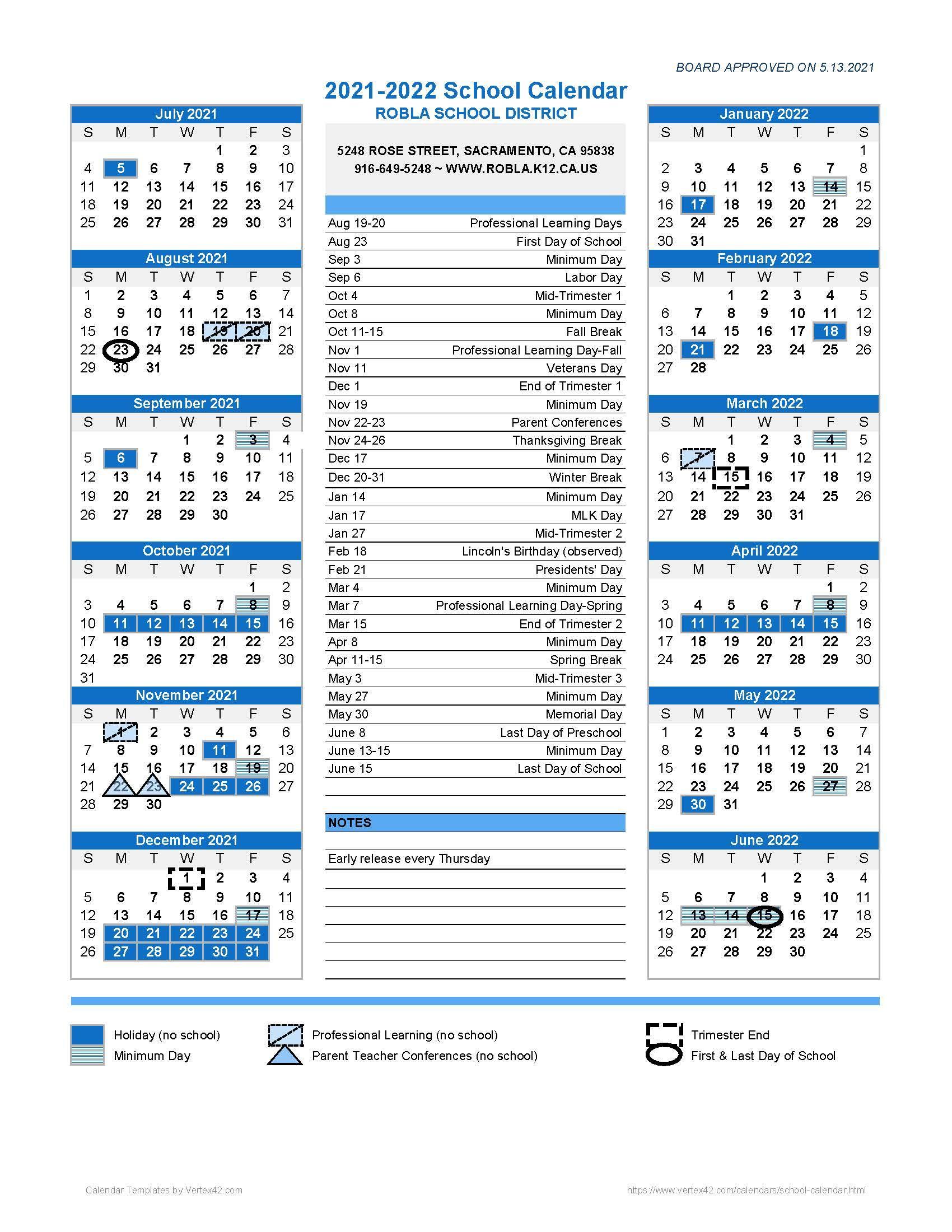 School Calendar Student Enrollment Robla School District