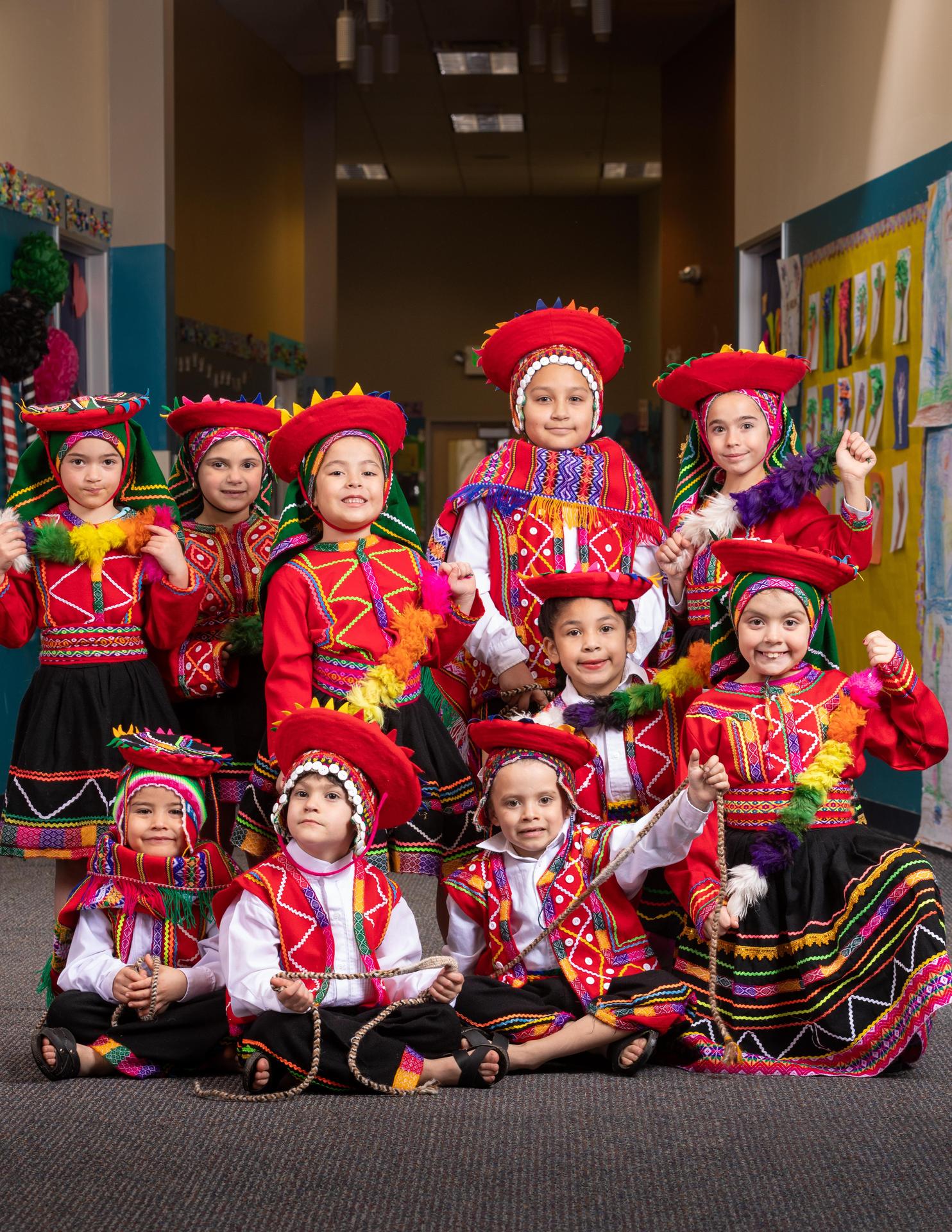 kids in traditional peruvian outfits