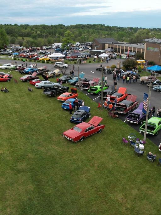Aerial photo of car show