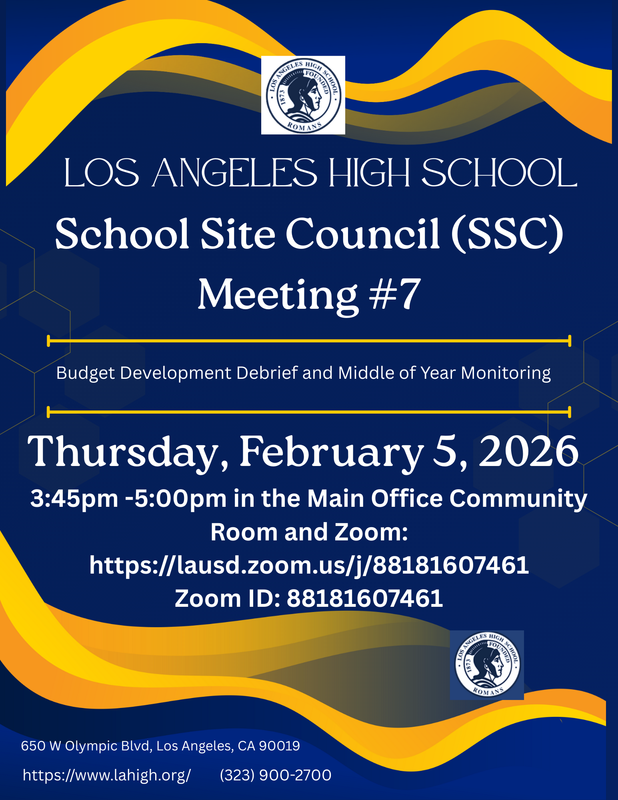 School Site Council Meeting #7 02-05-2026 03:45PM @ Community Room & Zoom Featured Photo