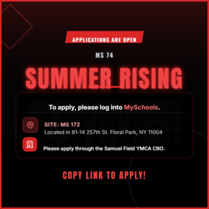 Image describing how to sign up for summer rising