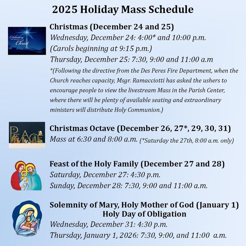 Holiday Mass Schedule