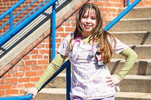 Nurse on outside steps