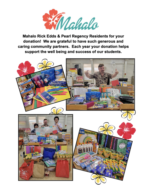 MAHALO to our community partners at Pearl Regency!
