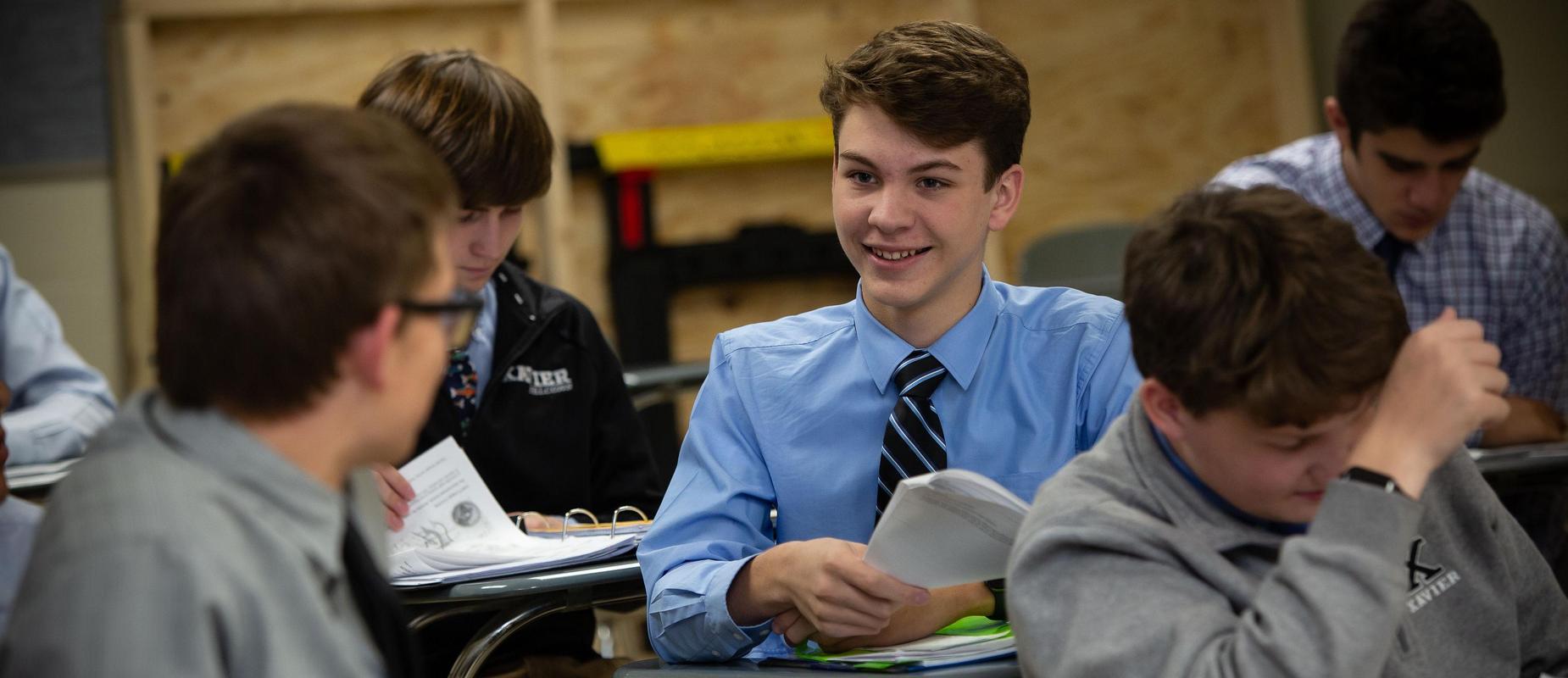 Students in a classroom working together