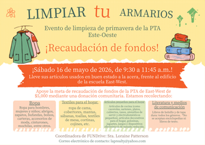 2026 EWSIS PTA Spring Cleaning Event Flyer on May 16th in Spanish