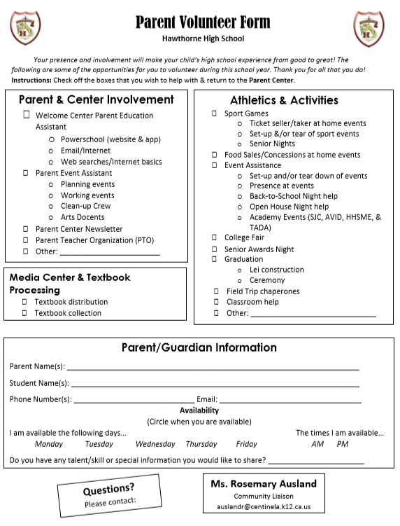 Volunteer Form English