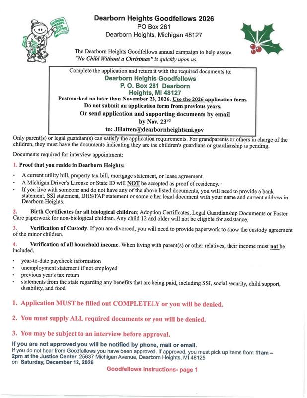Goodfellows Applications-No Child Without A Christmas for Dearborn Heights Residents Featured Photo