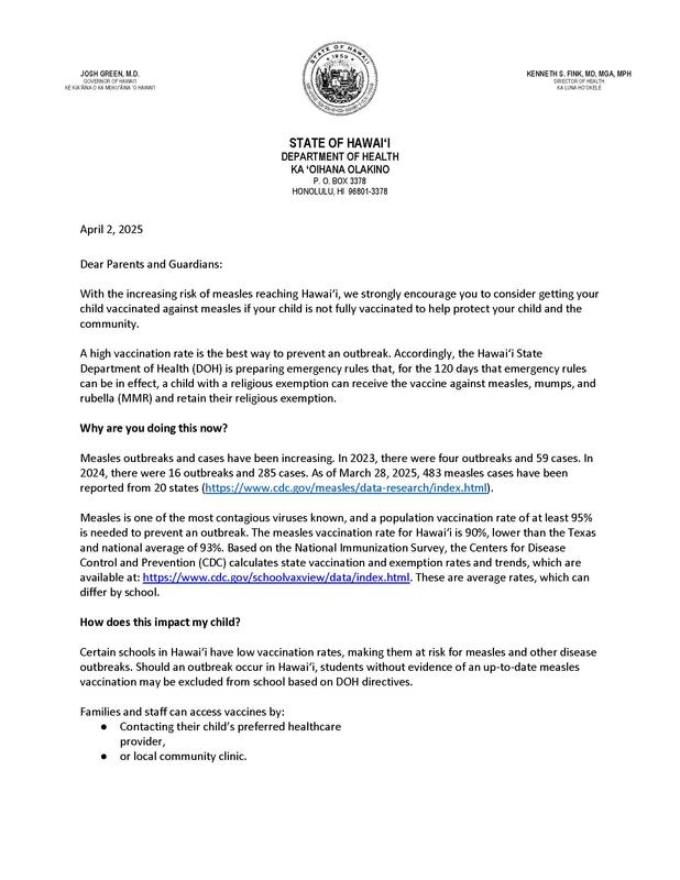 Measles Letter