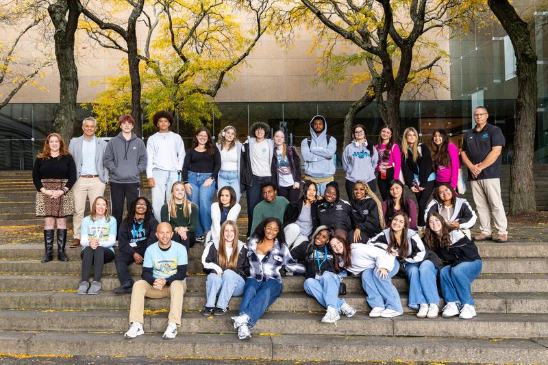 The Woodland Hills student leaders pose for a photo