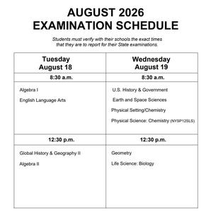 august 2026 regents schedule