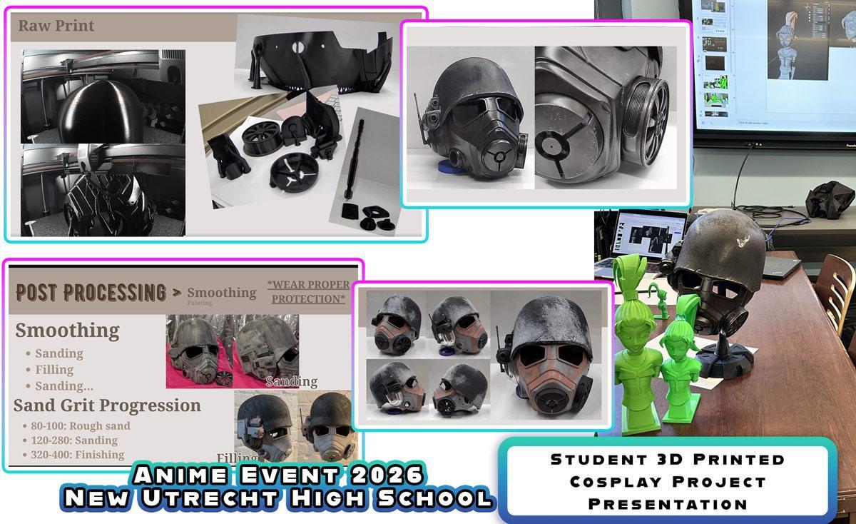 Student 3D Printed Cosplay Helmet Presentation at the Library Anime Event