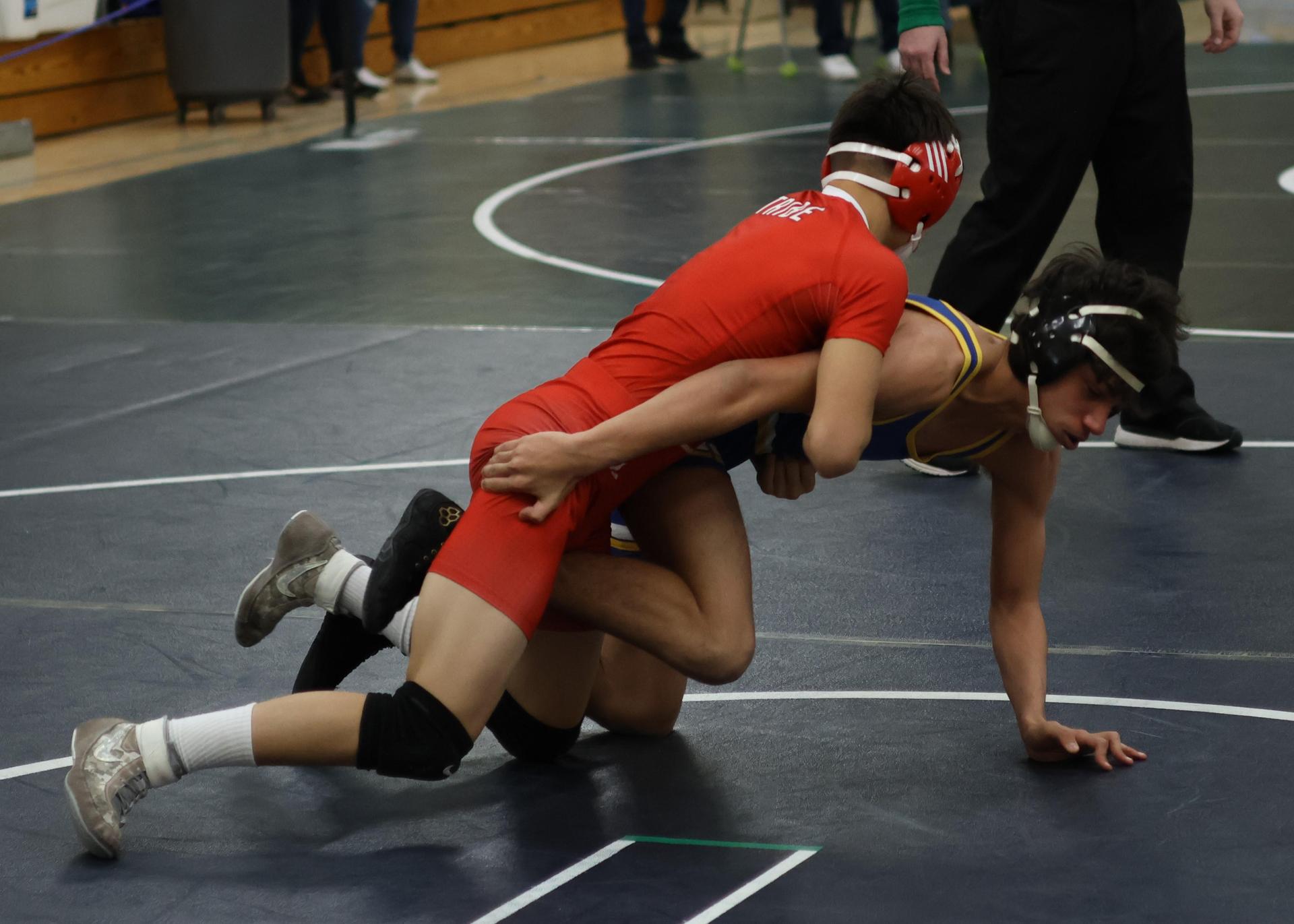 Boys wrestling in the Liberty Duals event 54