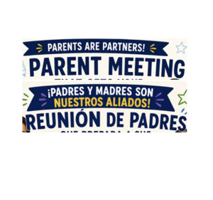 logo parent meeting in english and spanish