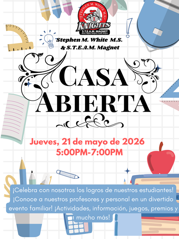 White Middle School Open House Flyer Spanish