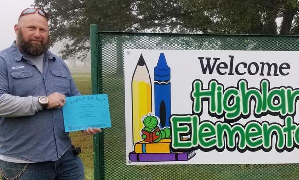 Highland support person of the year voted on by the staff of Highland, Mr. David Crader.
