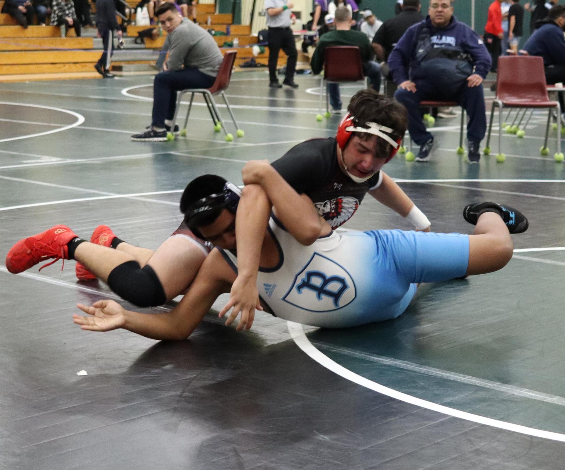 wrestlers in action at the Hawks invitational