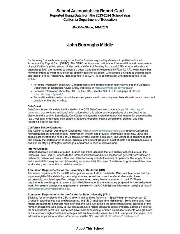 School Accountability Report Card Page 1